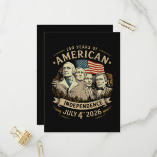 Cartão Postal De Convite 250 Anos de Independência Americana