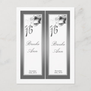 Cartão Postal De Convite 2 Book Marks Sweet 16 White Silver Party