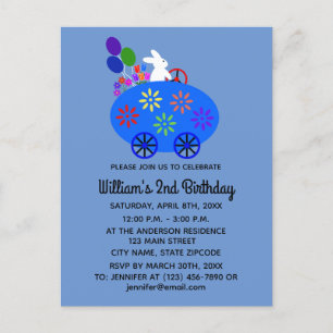 Cartão postal de convite #2 Coelho de aniversário 