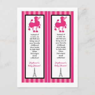 Cartão Postal De Convite 2 Livros Marcas Poodle Rosa Paris Torre Eiffel