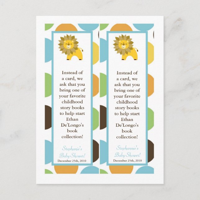 Cartão Postal De Convite 2 Marcadores Selgle King Lion Safari Zoo Animal (Frente)