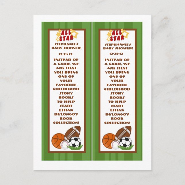 Cartão Postal De Convite 2 Marcas de Livro Todas Verdes (Frente)