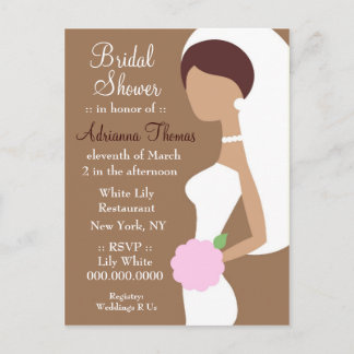 CARTÃO POSTAL DE CONVITE 311-BRUNETTE BRIDE CHÁ