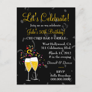 CARTÃO POSTAL DE CONVITE 311-CELEBRAÇÃO DE CHAMPANHE