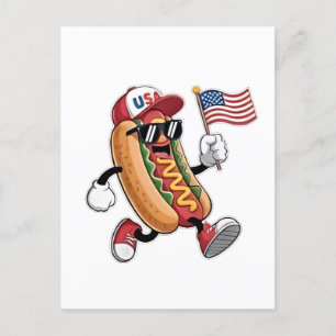 Cartão Postal De Convite 4 de julho, Hotdog American Independence 1776