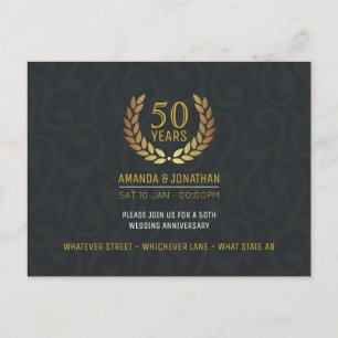 Cartão Postal De Convite 50º aniversário de casamento do Ouro adicionar fot