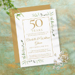 Cartão Postal De Convite 50º Ouro Casamento Aniversário Greenery<br><div class="desc">Apresentando delicado verde-jardim de aquarela,  este convite de aniversário chic pode ser personalizado com suas informações especiais de comemoração de 50 anos,  com um ouro no verso. Projetado por Thisnotme©</div>