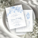 Cartão Postal De Convite 60ª Festa de aniversário Azul Rosa<br><div class="desc">Rosa floral azul Dusty,  60º aniversário,  convite de cartão postal da festa surpresa.</div>