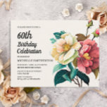 Cartão Postal De Convite 60º Aniversário da Mulher das Rosas Brancas Vermel<br><div class="desc">Belo cartão postal de rosa vermelho e branco das mulheres do 60º convite de aniversário. O texto é totalmente personalizável,  de modo que este cartão pode ser projetado para qualquer idade. Entre em contato conosco para obter ajuda sobre a personalização ou produtos correspondentes.</div>