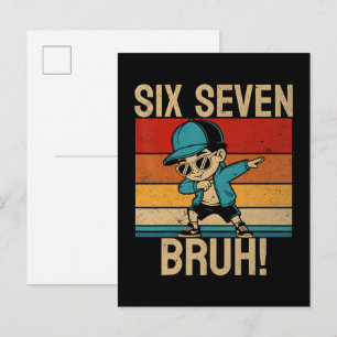 Cartão Postal De Convite 6 7 Números Dabbing Seis Sete Bruh