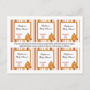 Cartão Postal De Convite 6 Etiquetas Favoráveis outono Queda Abóbora Bebê