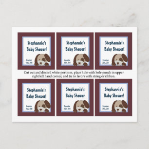Cartão Postal De Convite 6 Favor Tags Lil League Puppy Dog Sports