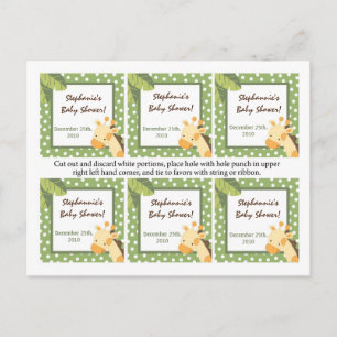 Cartão Postal De Convite 6 Favoritos Etiquetas Safari Selva Girafa Verde