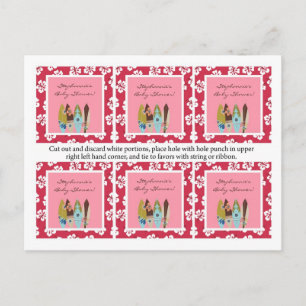 Cartão Postal De Convite 6 Marcas Favoritas Rosa Havaiano Luau Tropical