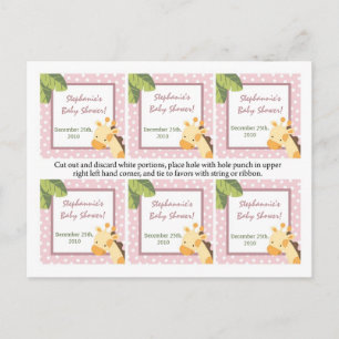 Cartão Postal De Convite 6 Marcas Favoritas Safari Selva Girafa Rosa