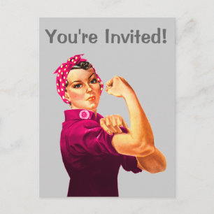 Cartão Postal De Convite A Consciência Do cancer Rosie The Riveter