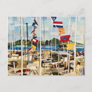 Cartão Postal De Convite "A Regata" Em Papel Cortado