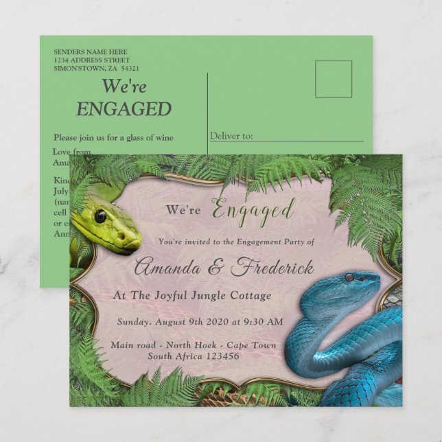 Cartão postal de convite à selva africana alegre (Frente/Verso)