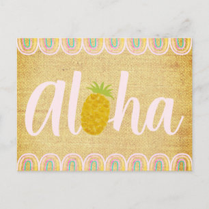 Cartão Postal De Convite Abacaxi Chic Aloha
