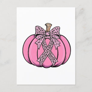 Cartão Postal De Convite Abóbora de Face de Fita Rosa de Halloween Câncer d