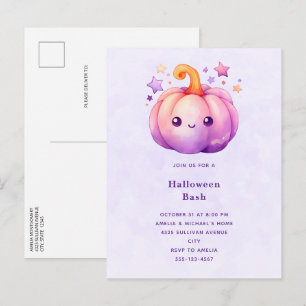 Cartão Postal De Convite Abóbora Pastel Adorável de Halloween