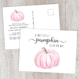 Cartão Postal De Convite Abóbora Pumpkin Aquarela Chá