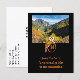 Cartão Postal De Convite Afinação de coruja britânica em Monograma Foto de
