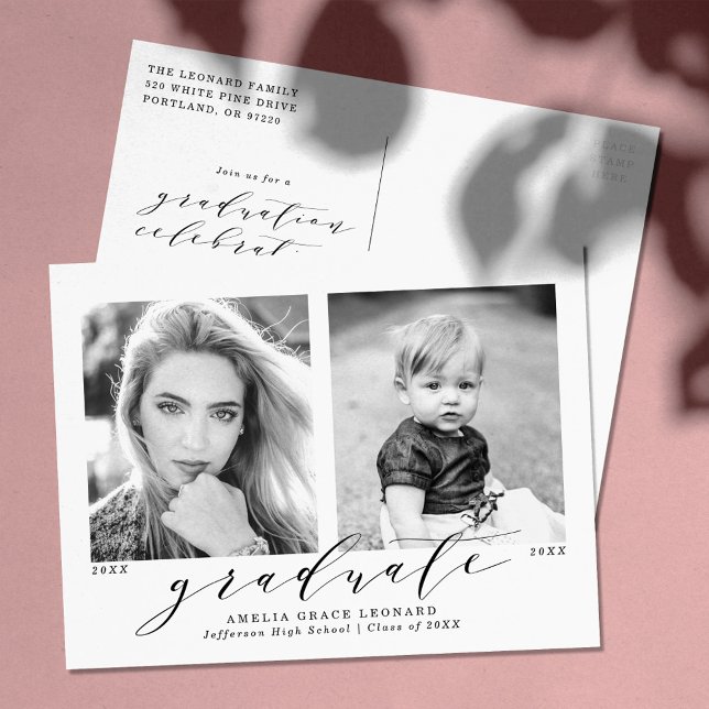 Cartão Postal De Convite Agora e depois 2 Festas de formatura fotográficas (Criador carregado)