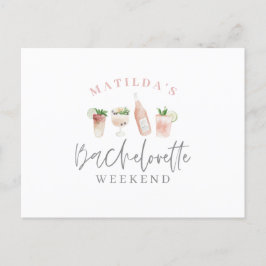 Cartão Postal De Convite água pintada bebidas solteiras fim de semana