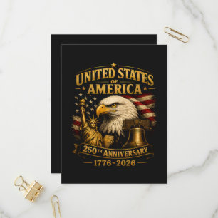 Cartão Postal De Convite Águia do 250º Aniversário dos Estados Unidos da Am