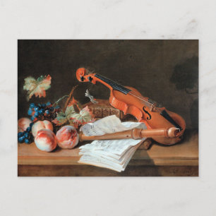 Cartão Postal De Convite "Ainda a vida com um violino, pintura de arte"