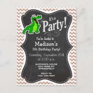 Cartão Postal De Convite Alligator; Brown Chevron