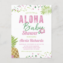 Aloha Baby Pink & Green Tropical Girl Chá de frald