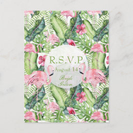 Cartão Postal De Convite Aloha Flamingo Tropical Beach Weding RSVP