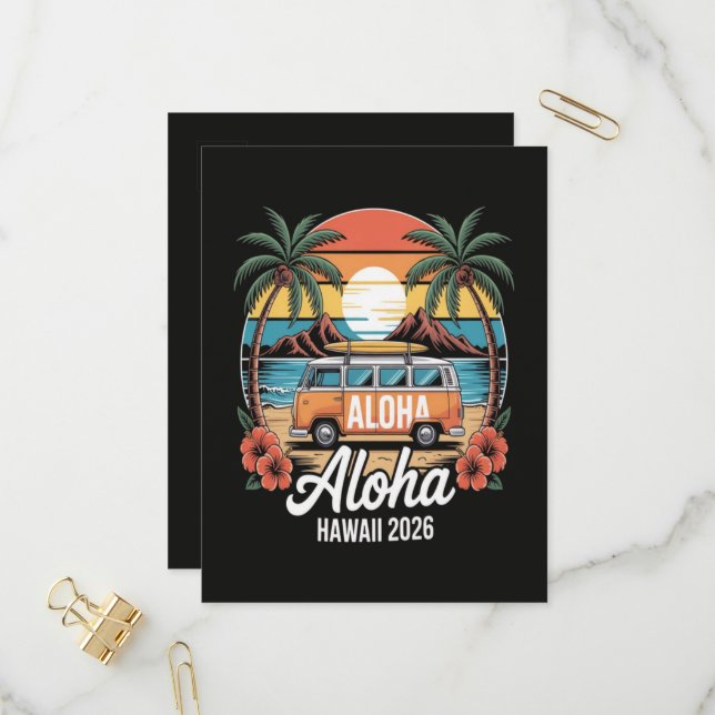 Cartão Postal De Convite Aloha Havaí 2026 (Frente/Verso In Situ)