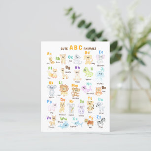 Cartão Postal De Convite Alphabet Animal ABC Animais de estimação