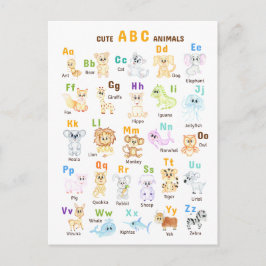Cartão Postal De Convite Alphabet Animal ABC Animais de estimação
