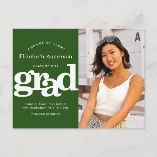 Cartão Postal De Convite Alteração de planos graduação em negrito tipografi