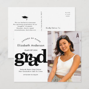 Cartão Postal De Convite Alteração de planos graduação em negrito tipografi