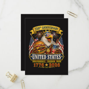 Cartão Postal De Convite Americano 1776 2026 250º 4 de julho Dia da Indepen