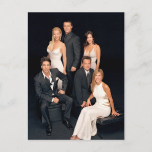 Cartão Postal De Convite AMIGOS™ Grupo no Visto Formal Negro e Branco