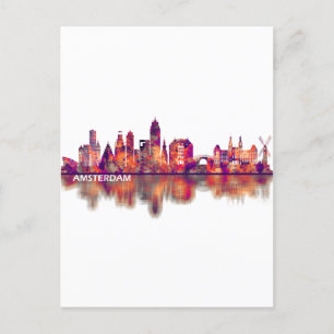 Cartão Postal De Convite Amsterdam Netherlands Skyline