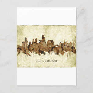 Cartão Postal De Convite Amsterdam Países Baixos Cityscape