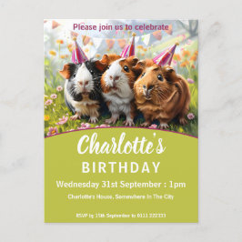 Cartão Postal De Convite Animais de festa - 3 Festas de aniversário de porc