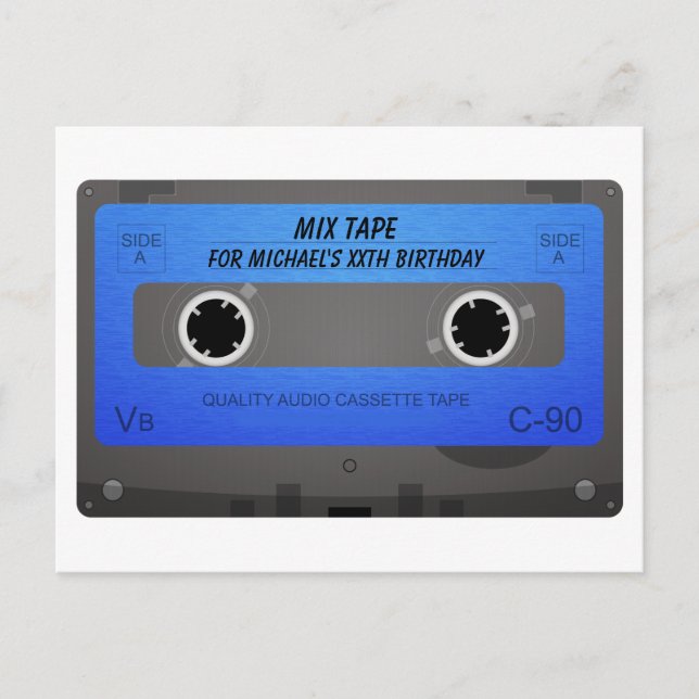 Cartão Postal De Convite Aniversário da Fita de Cassete Engraçada (Frente)