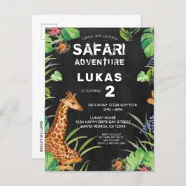 Cartão Postal De Convite Aniversário da Marinha Selva Safari Girafa