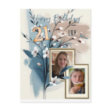 aniversário de 21 anos Almond floresce creme azul