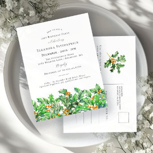 Cartão Postal De Convite aniversário de 21 anos Holly Dezembro Nascimento M