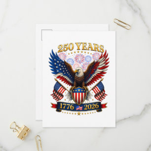 Cartão Postal De Convite Aniversário de 250 anos dos EUA 1776-2026