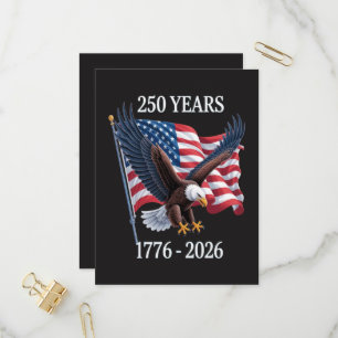 Cartão Postal De Convite Aniversário de 250 Anos EUA Bandeira Americana 177